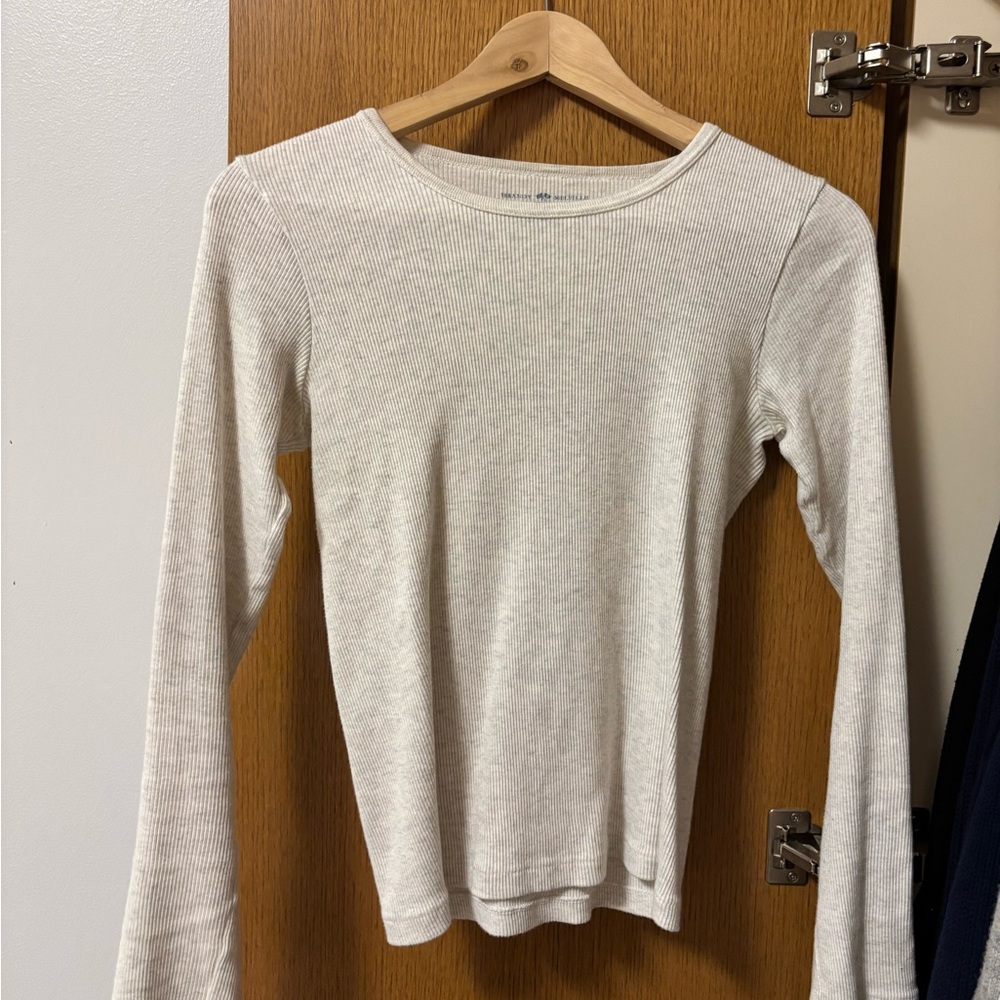 Brandy Melville Cream Ribbed Long Sleeve